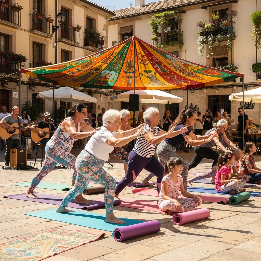 Grupo de personas en una clase de yoga, concentrados en técnicas de respiración para aumentar la inmunidad.